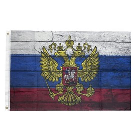Stormflag Russia Flag with Eagle 60 cm x 90 cm Russian Flag with Coat of Arms 2 x 3 ft Polyester 90 g with Eyelets Stitched with Double Needle
