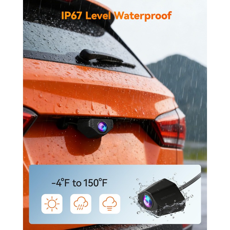 WOLFBOX 2.5K HDR IP67 Rear Camera, 21.3ft Threaded 6-Pin, G900