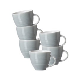 Ritzenhoff & Breker Suomi Espressotassen 6er Set, 90 cm, Kleine Mokkatassen mit feinen & ausgeprägten Reliefierungen, Skandinavisches Design, Porzellan, Graublau