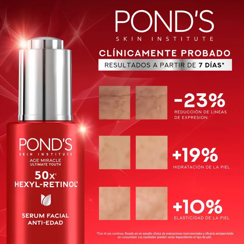 Ponds 50x Age Miracle Sérum Facial Hexyl Retinol