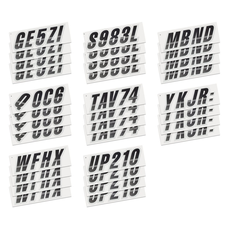 STIFFIE Techtron Black/Silver 3" Boat & PWC Registration Decals •