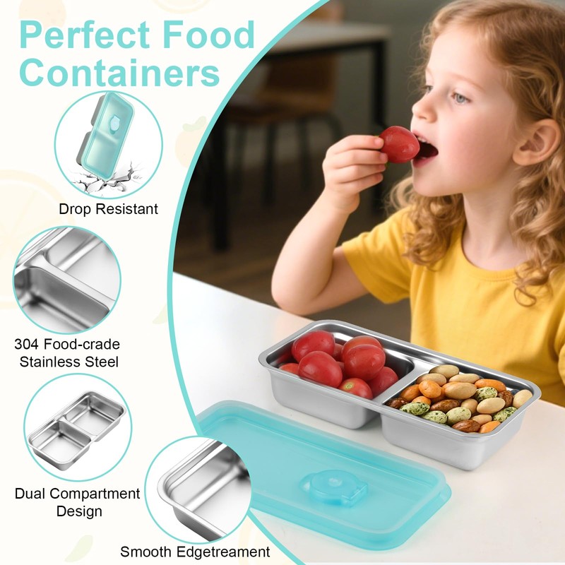 JSHNE 4 Pack Reusable Snack Containers Takeaway with Lids, Snack