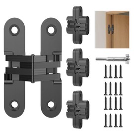 Mdkave Invisible Hinges for Cabinet Doors - Completely Hidden 180°Hinges,Concealed and Smooth Quiet Close(Black,0.63"-2.76",4Pack)