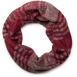 styleBREAKER scarf and hat combo set, colorful chunky knit tube scarf and knitting beanie 01018201, Colour:Claret Red-Grey