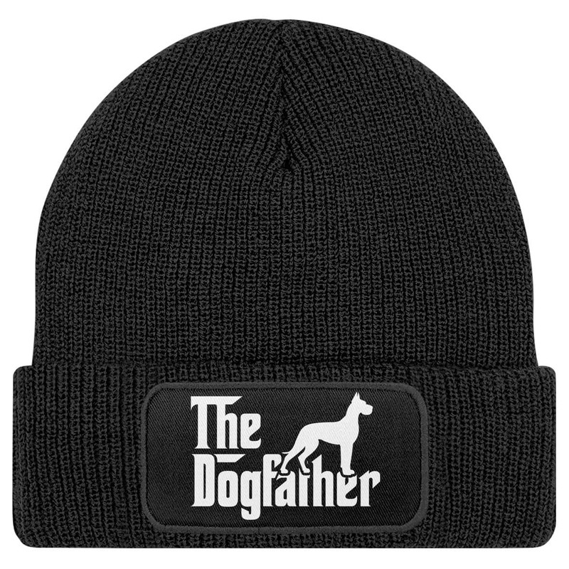 MoonWorks® Men's Beanie with Patch Dogfather Knitted Hat with Saying