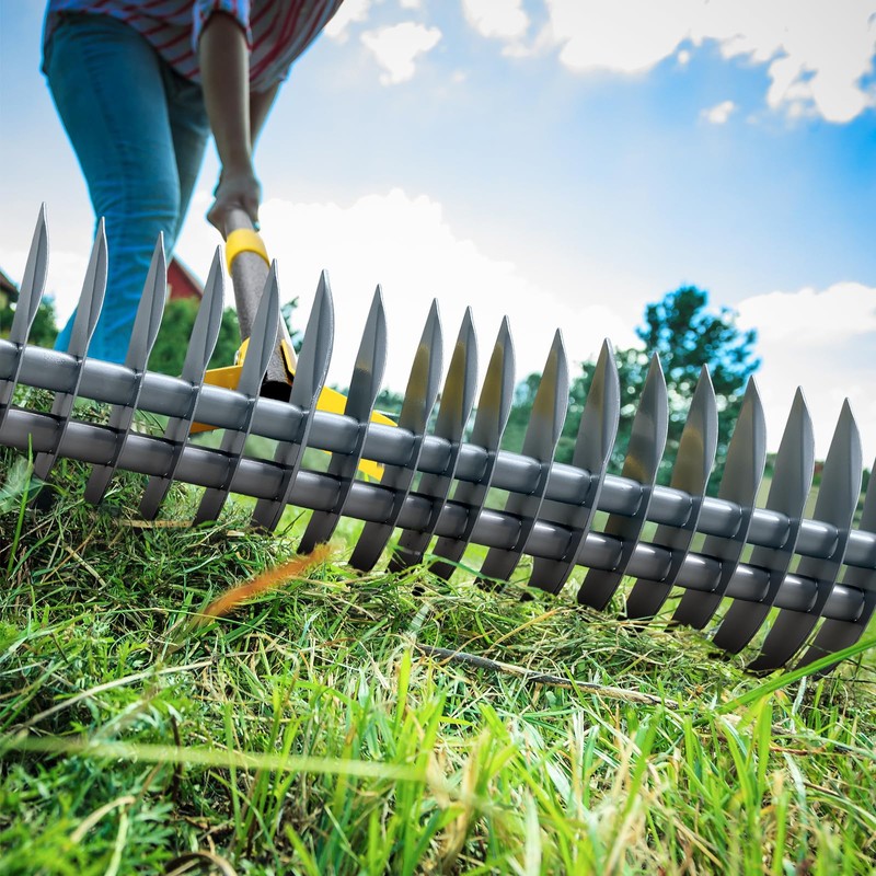 Dual-Action Thatch Rake for Lawn – Efficient 15" Thatching Rake