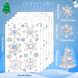 WATINC Christmas Rainbow Window Clings - 47Pc Snowflake Xmas Tree Anti-Collision Holiday Window Decals to Save Birds,Reusable Non-Adhesive Stickers Decor to Prevent Bird Strikes for Glass Windows Door