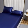 Damier Satin Fitted Sheet 120 x 200 cm Blue Glossy