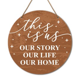 Family Sign Wall Decor, Farmhouse Family Sign for Home Living Room Bedroom Hanging Sign Decoration, Gift for Mom Dad, Gift for Wife Husband Newlyweds Wedding Anniversary, Our Story Our Life