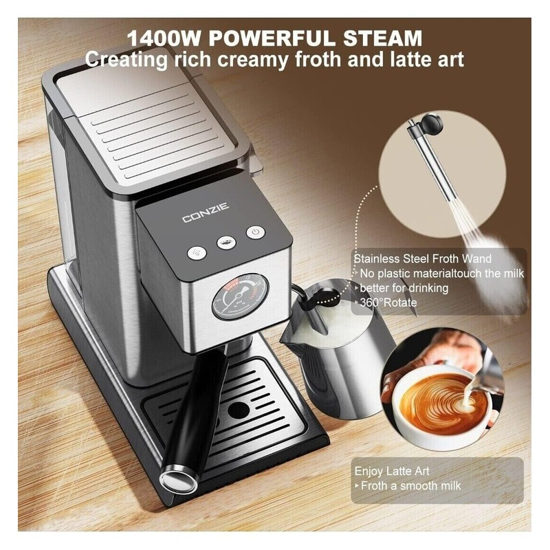 Conzie EM1200 Silver 120V 1400W Water Tank Pump 20 Bar