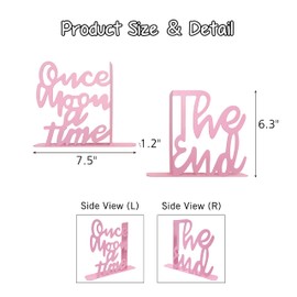 Once Upon A Time Bookends,Metal Decorative Bookends,Once Upon A Time Sign for Bookshelf, Reading Nook, Daycare, Classroom Bedroom Home Office Nursery Decor,Birthday Gift for Boys and Girls (Pink)