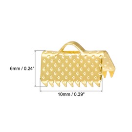 uxcell 300Pcs Ribbon Crimp Clamp Ends, 10mm Bookmark Pinch Cord End Clasps for DIY Craft Making, Gold Tone