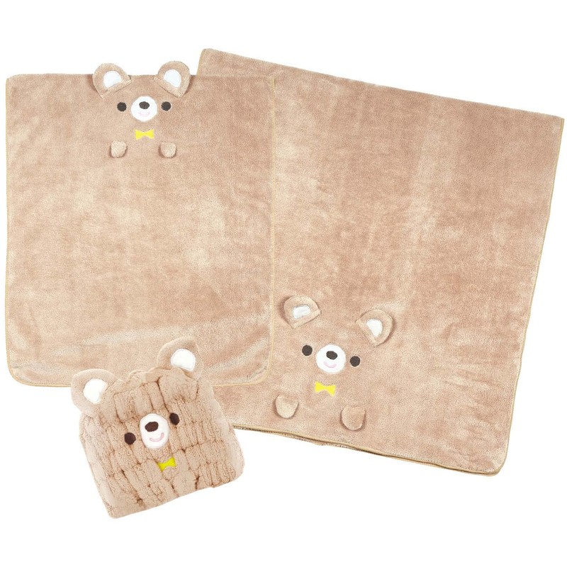 Skater TOH1-A Water Absorbent, Quick Drying, Hair Drying Towel, Bear,