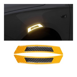 2PCS 3D Super Reflective Stickers, Carbon Fiber Wheel Eyebrow Strips, Safety Warning Car Side Door Edge Bumper, Anti Collision Scratches Protector Guards Trim for Car SUV Pickup Truck (Yellow/Black)