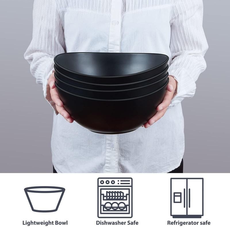 ECOHAGOU 9.6'' Serving Bowls, 84oz Bamboo Fiber Salad Set of