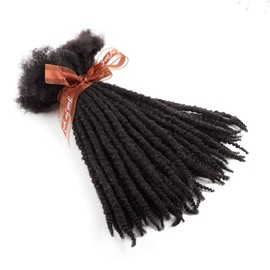 Orientfashion Textured Dreadlock Extensions Human Hair,8-16inch 0.4cm 0.6cm And 0.8cm Afro Kinky Locs Dreads Extensions Handmade Permanent Locs Extensions Curly Ends Can Be Dyed Bleached Curled and Twisted(12 Inch 20strands, 0.6cm Natural black)