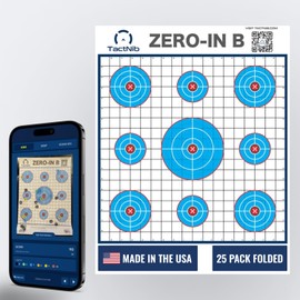 TactNib - Zero-in B Paper Targets - 18 x 24 Inches Paper - Made in USA - 25 Pack - PN P02Z02-025F - Free Mobile App