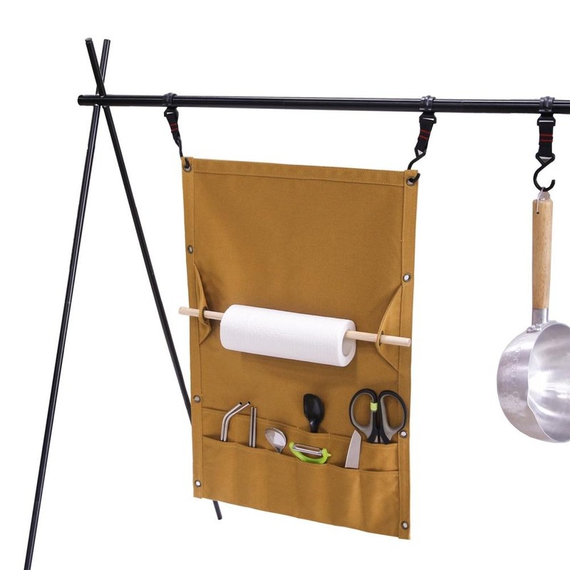 Outdoor Camping Tableware Storage Bag Portable Hanging Canvas Utensil Tissue