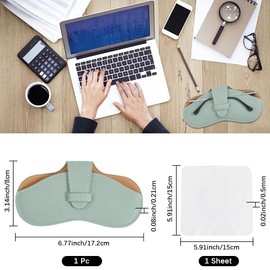 CREATCABIN Soft Leather Glasses Case Slim Sunglasses Case Portable Eyeglass Spectacle Pouch Bag Cover Travel Lightweight with Cleaning Cloth for Women Men Holiday Vacation 6.9x3.4 Inch Aquamarine