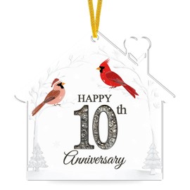 TAMAWIRE 10th Anniversary Wedding Ornament, Acrylic Ornament for Decorations, Christmas Tree Hanging Ornament, Home Decor, Present Gift Ideas for Couple, Valentine Gifts