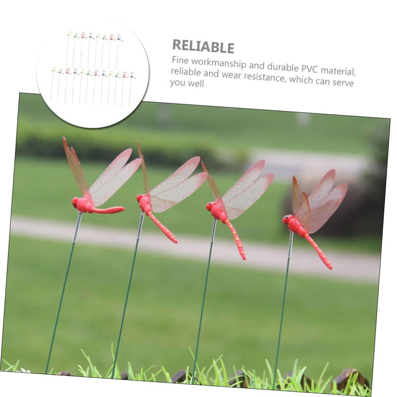 Kisangel Spring Bed Fake Dragonfly Stake Decor 20pcs Dragonfly Garden