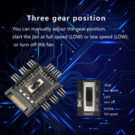 PWM Fan Hub, Fan Controller ,SATA 1 to 8 Way12V 3 PIN Cooling Fan Splitter Controller for PC Desktop Computer Motherboard(12V 3-Pin)
