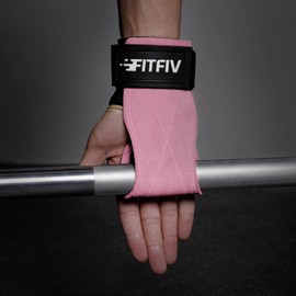 FITFIV Weight Lifting Wrist Strap, Double Leather Weightlifting Wrist Straps for Gym Strength Training, Neoprene Padded Wrist Wraps - for Men & Women (Pair)