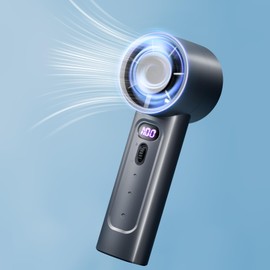 HomBreez Turbo Portable Handheld Fan, Speed(1-100) Adjustable Mini Portable Fan, 4000mAh Battery Rechargeable Personal Mini Fan, Small Handheld Fan with Digital Display for Travel, for Men, Black