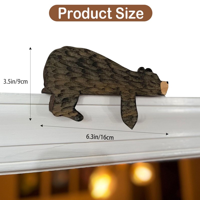 Wooden Door Topper (Left Side) - Cute Bear Shape, Rustic