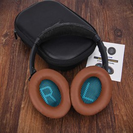 SoloWIT Protein Leather Earpads Cushions for Bose Headphones, Replacement Ear Pads for Bose QuietComfort 15 QC15 QC25 QC2 QC35/Ae2 Ae2i Ae2w/SoundTrue & SoundLink Around-Ear Series - Coffee