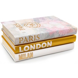 Decorative Books for Home - Shelf Decor Accents - Set of 3 - Modern Hardcover Book Stack - Matte Gold Coffee & Entry Table Decoration - Contemporary Display - Fashion Designer Dresser Aestethics