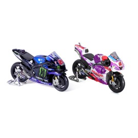 Maisto - Moto GP Racing - Yamaha Factory #20Quartararo and Ducati Pramac #5Zarco - 1:18 scale replica vehicle - from 14 years - M36373