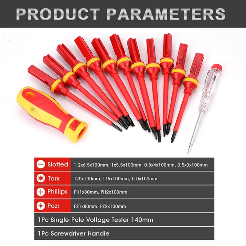 Premium Insulated Screwdrivers Set Insulated Professional Electricians Slotted Crossed Screwdriver