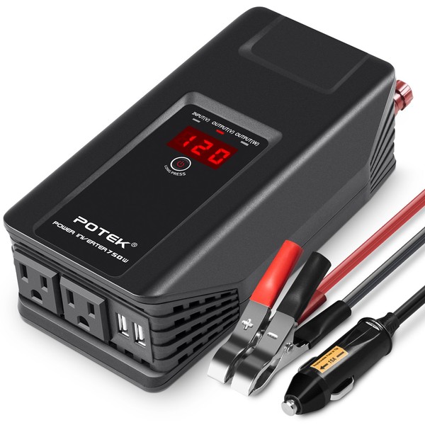 POTEK 750W Power Inverter 12V DC to 110V AC Car