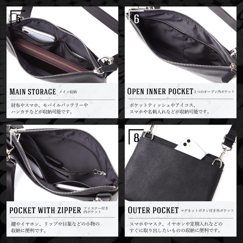 Phlox Men's Shoulder Bag, Small, Leather, Cross-Fit, Genuine Leather, Brand,