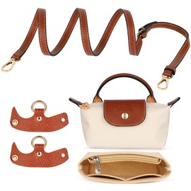 Dyserbuy Purse Straps for Women Crossbody Bag Replacement, Leather Strap for Mini Bag Strap Compatible, Multi-Pocket Felt Handbag Organizer Accessories Set