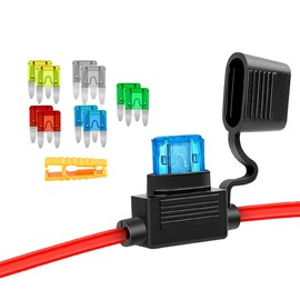 Aiqeer 6 Pieces 32V Inline Fuse Holders Set, Waterproof Car in-Line Blade Fuse Holder with 16 AWG Wire, Free 20 Pieces Blade Fuses and Fuse Puller