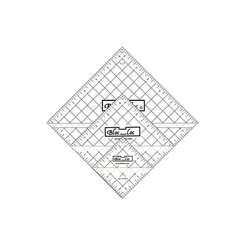 Bloc Loc~Half Square Triangle Ruler Set #5-4.5"5.5",6.5", Acrylic Ruler
