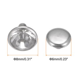 sourcing map 200pcs Crystal Rivets 8mm Rhinestone Rivets Rapid Stud Rivets for Clothing Leather Crafting Fabric Arts Crafts Decoration Leathercraft DIY Leather-Craft, White Clear