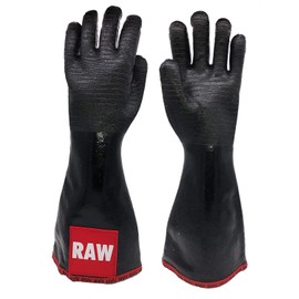 Oil Shield 18" High Temp Neoprene Red Banding & RAW Labeling Gloves, 450 Degrees °F, Size Large
