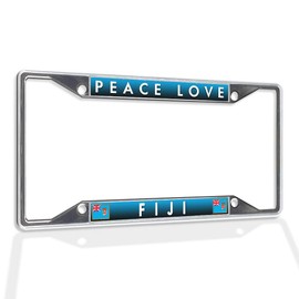 Fastasticdeals Metal Insert License Plate Frame Peace Love Fiji Weatherproof Car Accessories Chrome 4 Holes Solid Insert