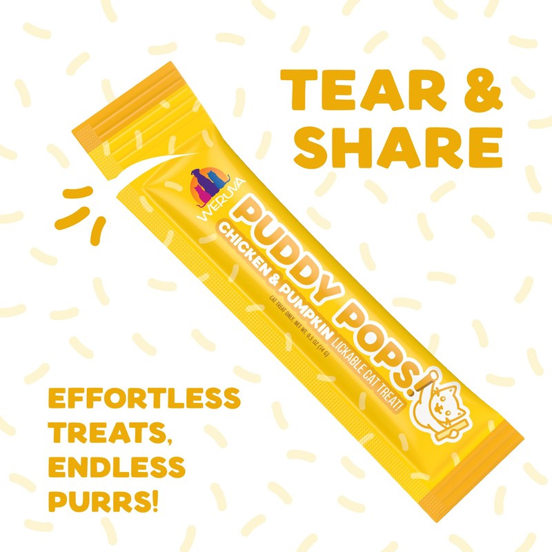 Weruva Puddy Pops, Chicken and Pumpkin Lickable Cat Treats, 0.5oz