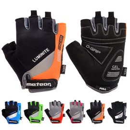 Meteor unisex adult’s and children’s GX31 gel cycling gloves, MTB gloves, mountain bike gloves, downhill, hiking, cycling gloves, green, orange, s