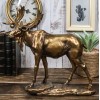 Realistic Large Bull Moose Statue In Gold Patina 11" W
