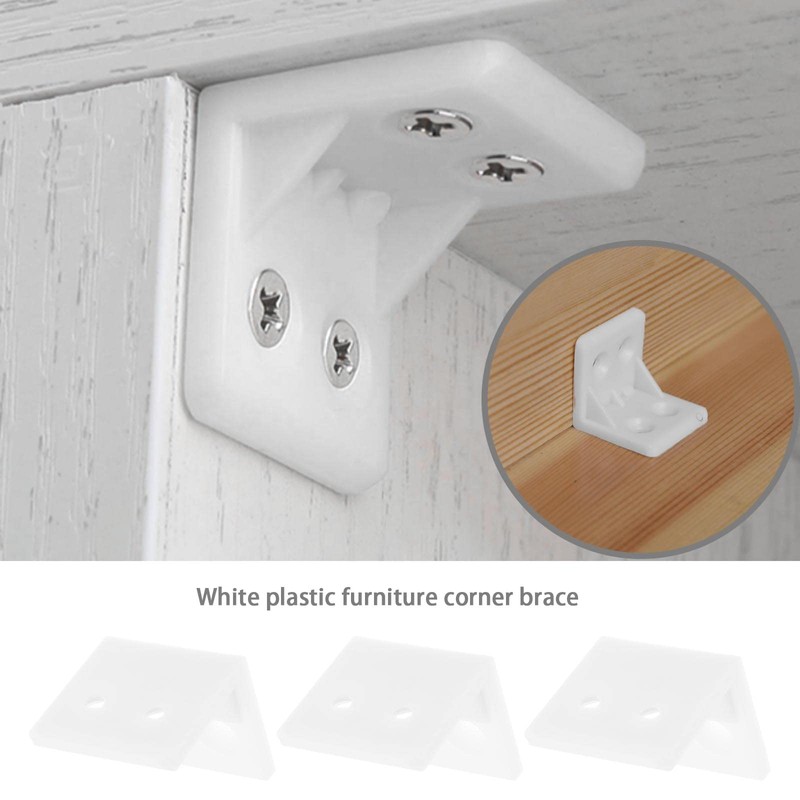 100pcs Furniture Corner Braces Plastic Angle Corner Bracket 4 Hole