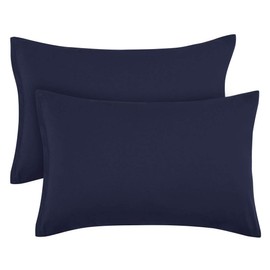 PiccoCasa Zippered Pillowcases, 100% Brushed Microfiber Polyester Pillow Case Cover, Pillow Cases Set of 2, Soft and Comfortable Navy Blue 50 x 65cm