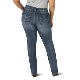 Wrangler womens Western Plus Size Mid Rise Stretch Straight Leg Jeans, Mid Wash, 18-32 US