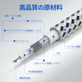 HiFind Ultra Thin Antenna Cable, 6.6 ft (2 m), OFC Oxygen Free Pure Copper, Antenna Wire, L-Type, 2.5C Television Antenna Coaxial Cable for 2.5C Televisions, Compatible with Satellite Broadcasting,