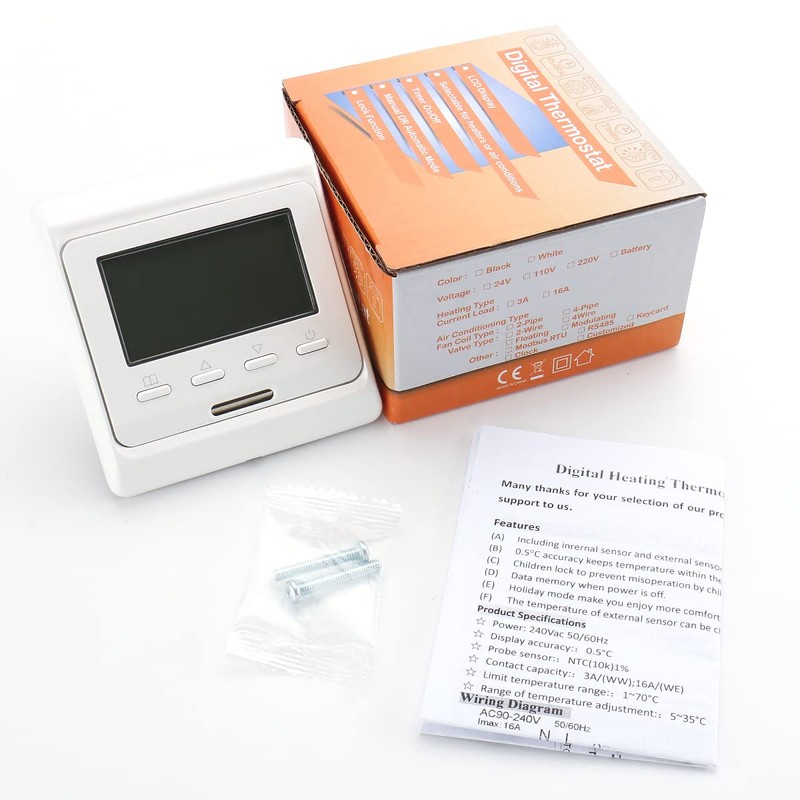Wengart Home Thermostat WG806,AC230V 3A Weekly Programming 6 Time Periods