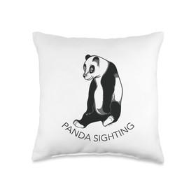 Hopscotch Goods Hand Illustrated-Panda Sighting Throw Pillow, 16x16, Multicolor